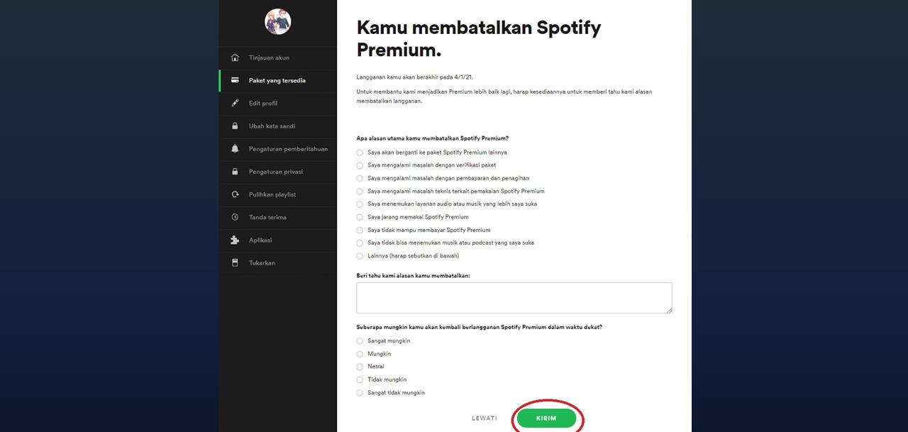 Cara Membatalkan Spotify Premium yang mudah